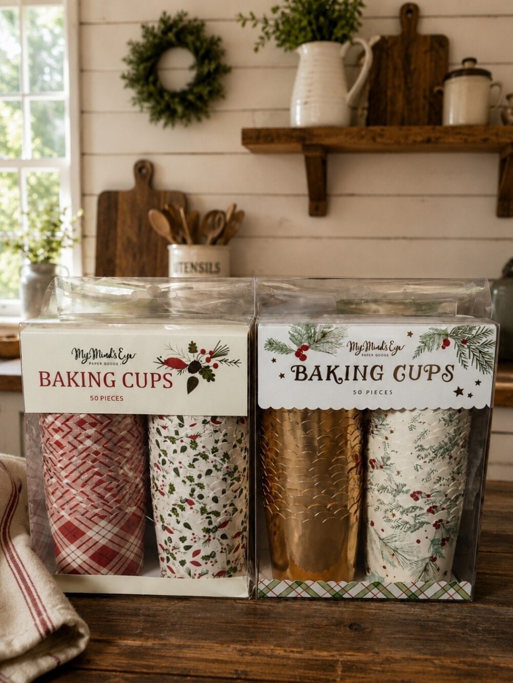 100 Cupcake Liners Cardboard Holiday Pine Nut Snack Party Cups Gold Foil 2 Sets